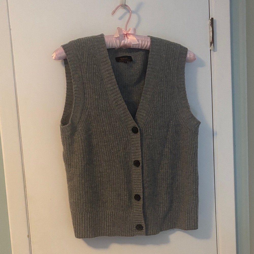 Quince Gray Cashmere V-Neck Sweater Vest - Picture 5 of 5
